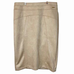 NWT's Marc New York Size XL Beige Full Control Waistband Pencil Skirt Faux Suede